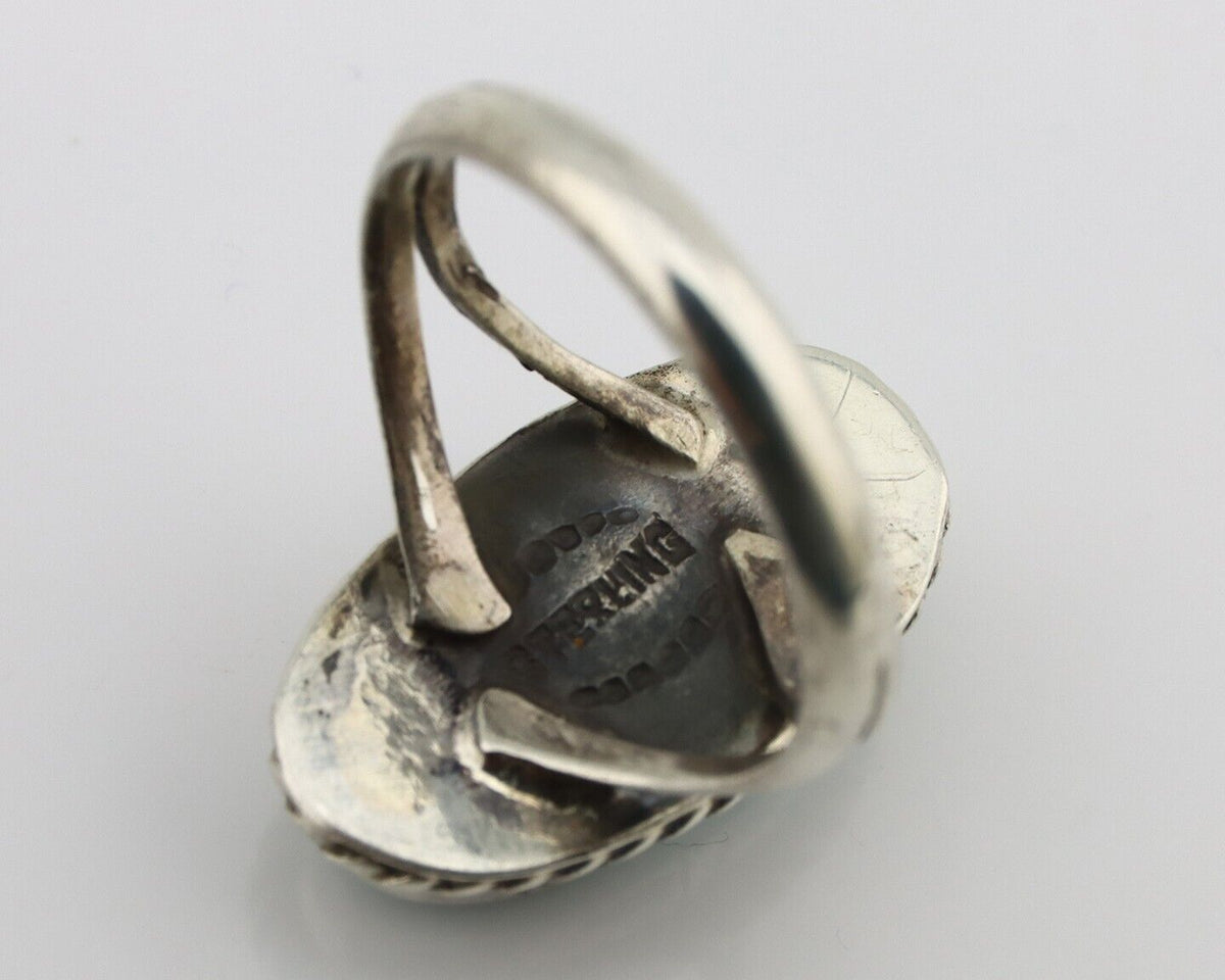 Navajo Ring 925 Silver Kingman Turquoise Artist Native American Signed C.80's