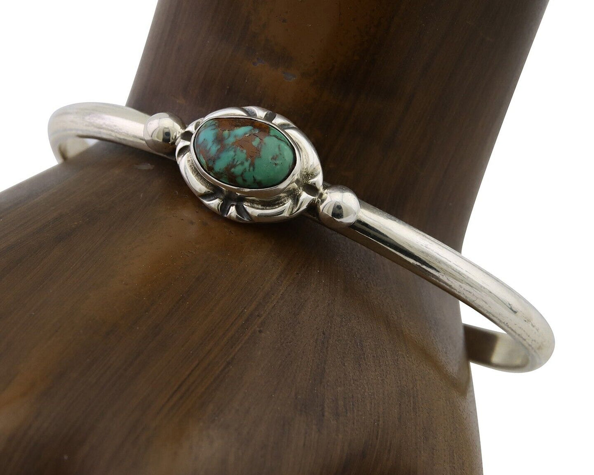 Navajo Bracelet 925 Silver Natural Turquoise Native American Artist C.80's