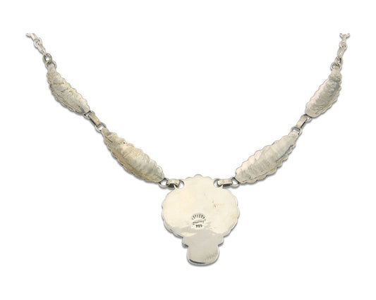 Vintage Navajo Necklace 925 Silver Coral & Turquoise Signed Sunrise Handmade