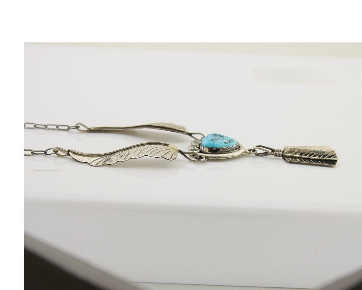 Navajo Turquoise Necklace 925 Silver Artist Signed Margie Chee C.80's