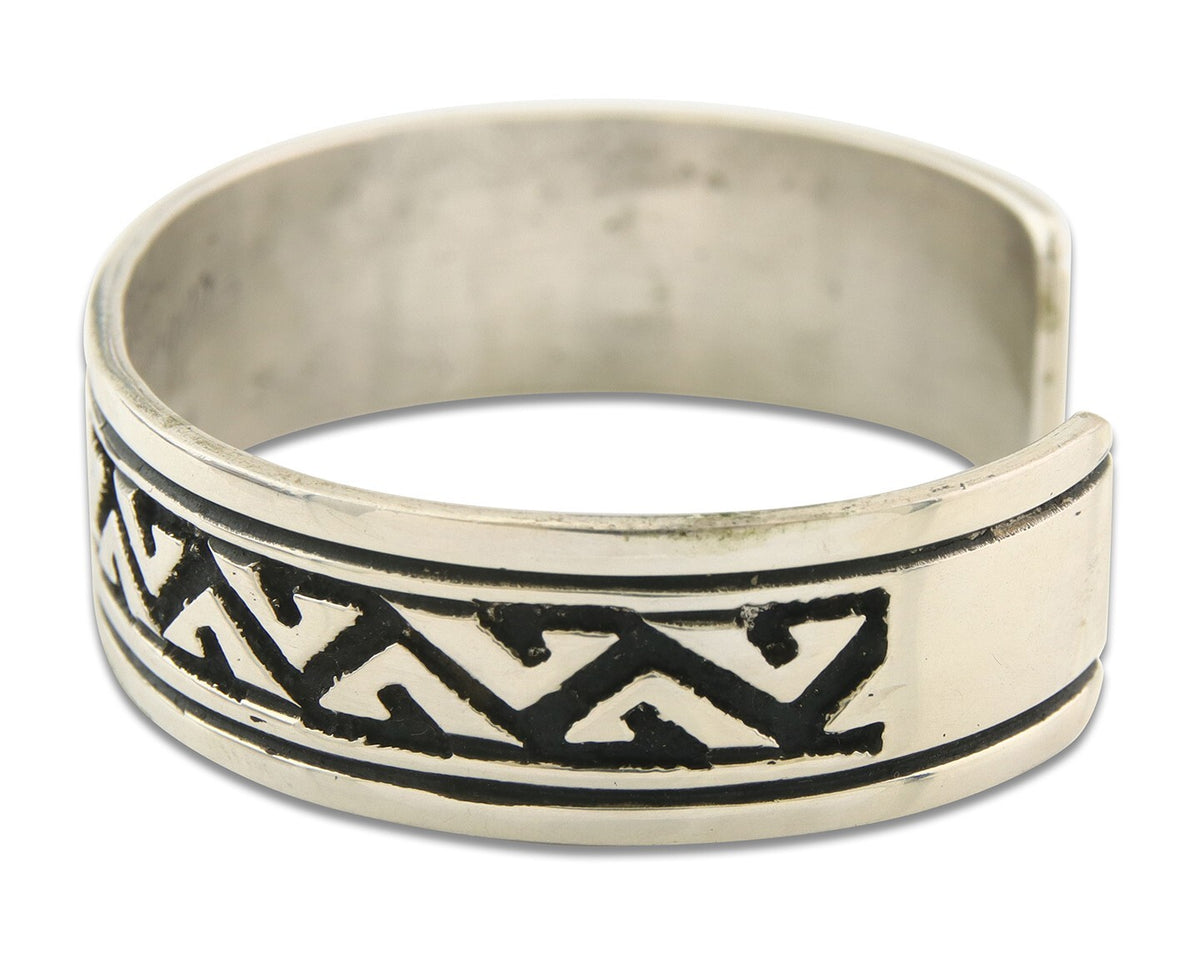 Navajo Bracelet 925 Silver Artist Signed Thomas Singer Cuff Made in the 1980's