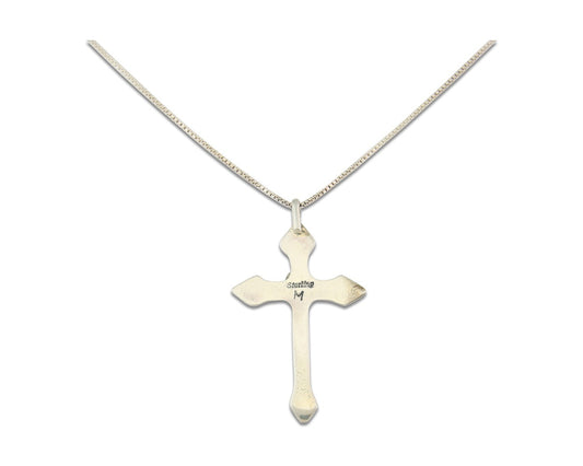 Navajo Cross Necklace Sterling Silver Authentic Natural Gemstones Signed M