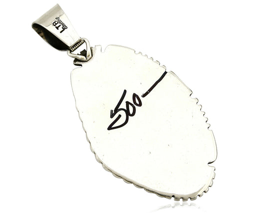 Navajo Lorren Begay Pendant Natural Turquoise .925 Silver Hand Stamped C.80's
