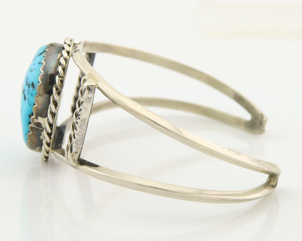 Navajo Bracelet 925 Silver Natural Blue Turquoise Native American Artist C.80s
