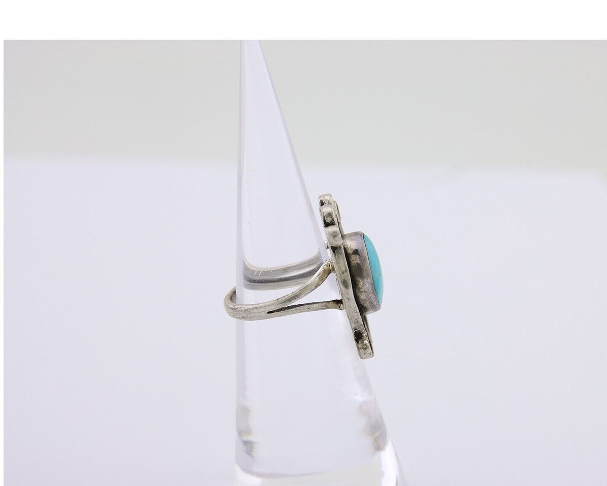 Navajo Handmade Ring 925 Silver Natural Arizona Turquoise Artist C.80's