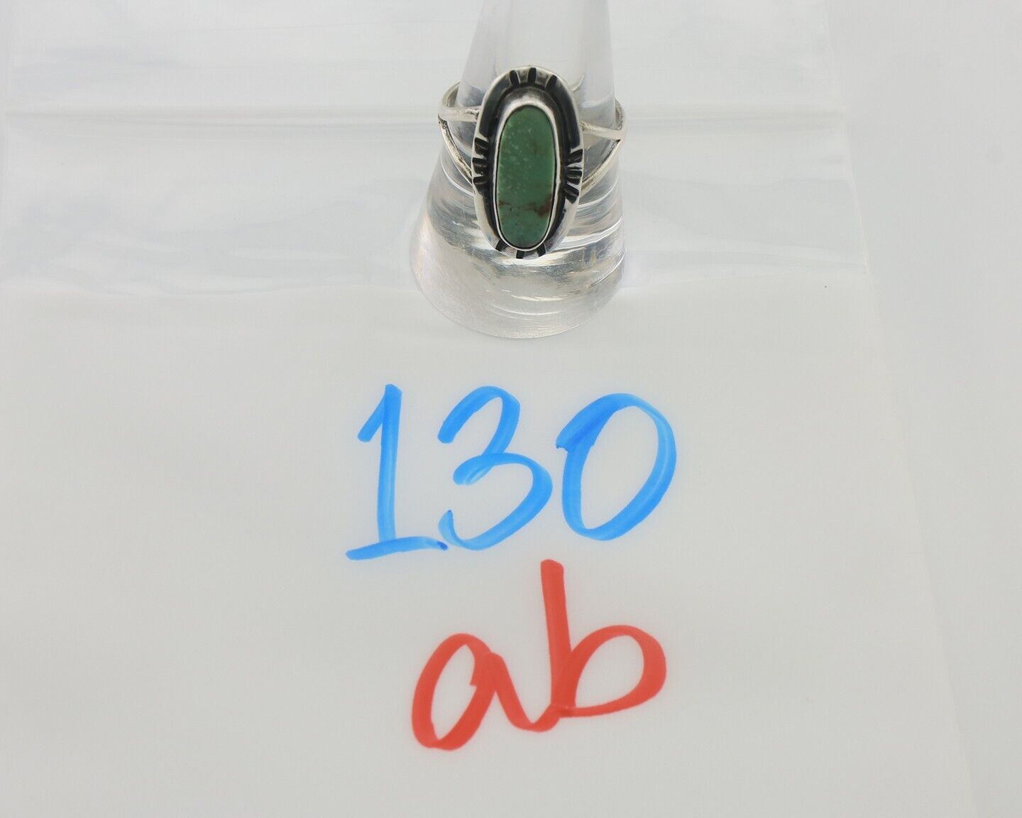 Navajo Ring 925 Silver Natural Turquoise Native American Artist Signed C.80's