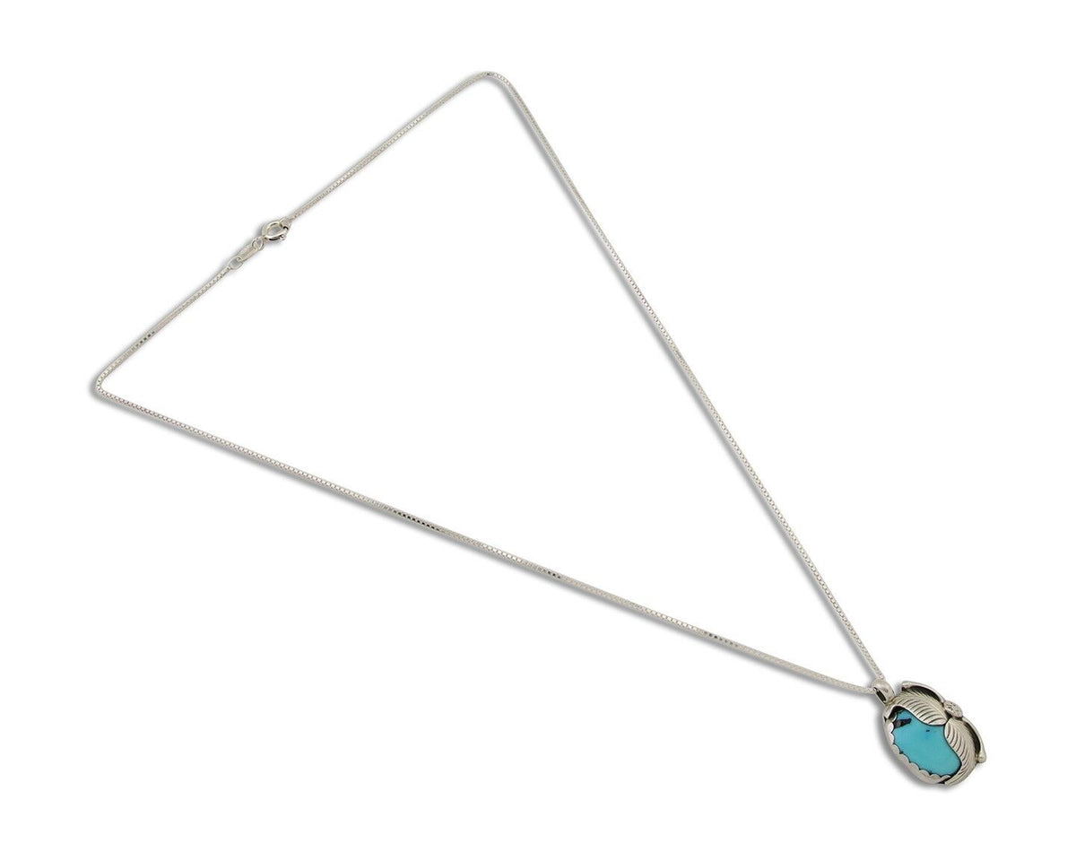 Navajo Necklace 925 Silver Natural Blue Turquoise Artist Signed D Zachary C.80's