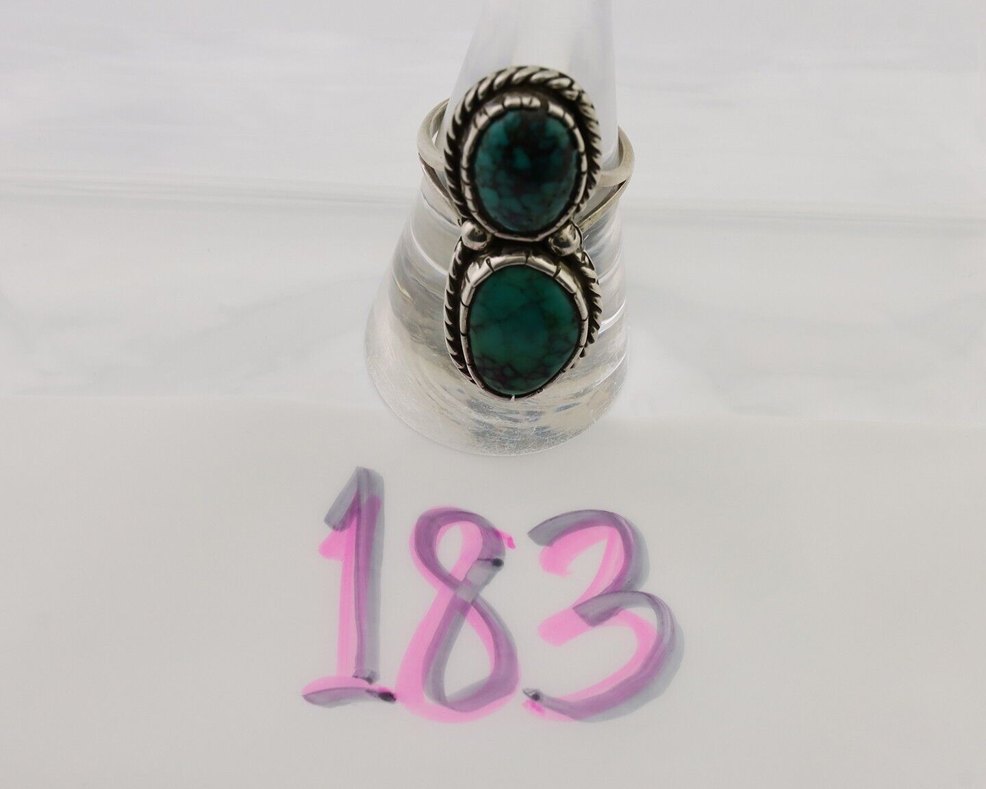 Navajo Handmade Ring 925 Silver Natural Tuquoise Artist Signed B Yazzie C.80's
