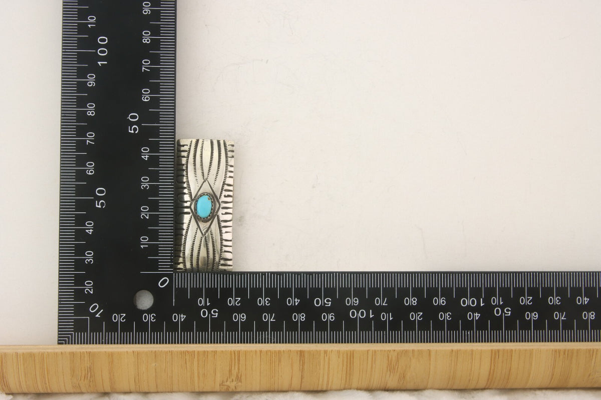 Navajo Money Clip 925 Silver & 999 Nickle Hand Stamp Native American Artist C80s