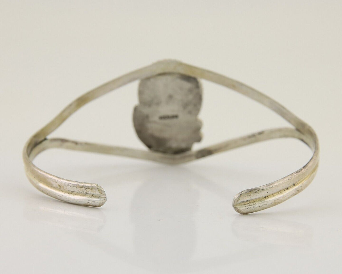 Navajo Hand Stamped Cuff Bracelet Turquoise 925 Silver Native American Artist