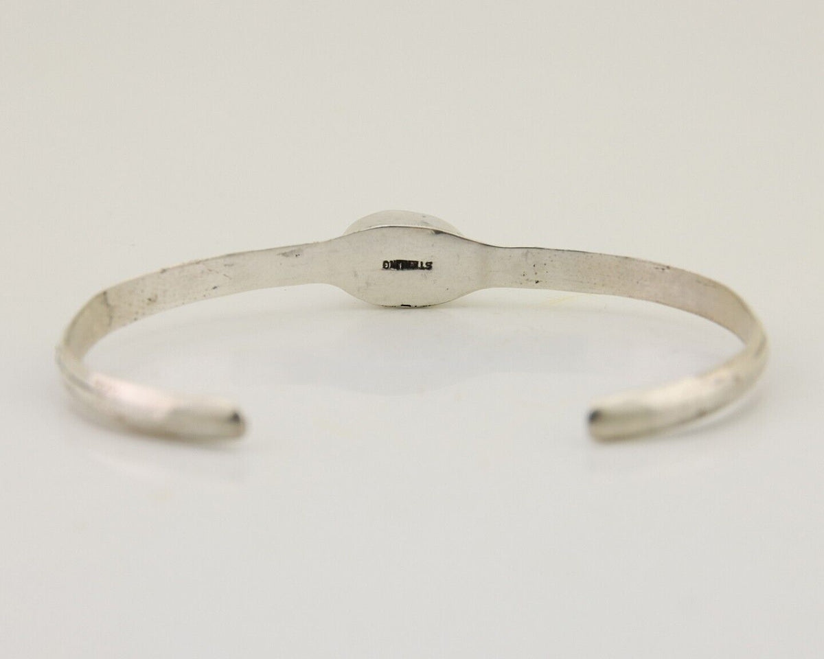 Navajo Hand Stamped Cuff Bracelet Turquoise 925 Silver Native American Artist
