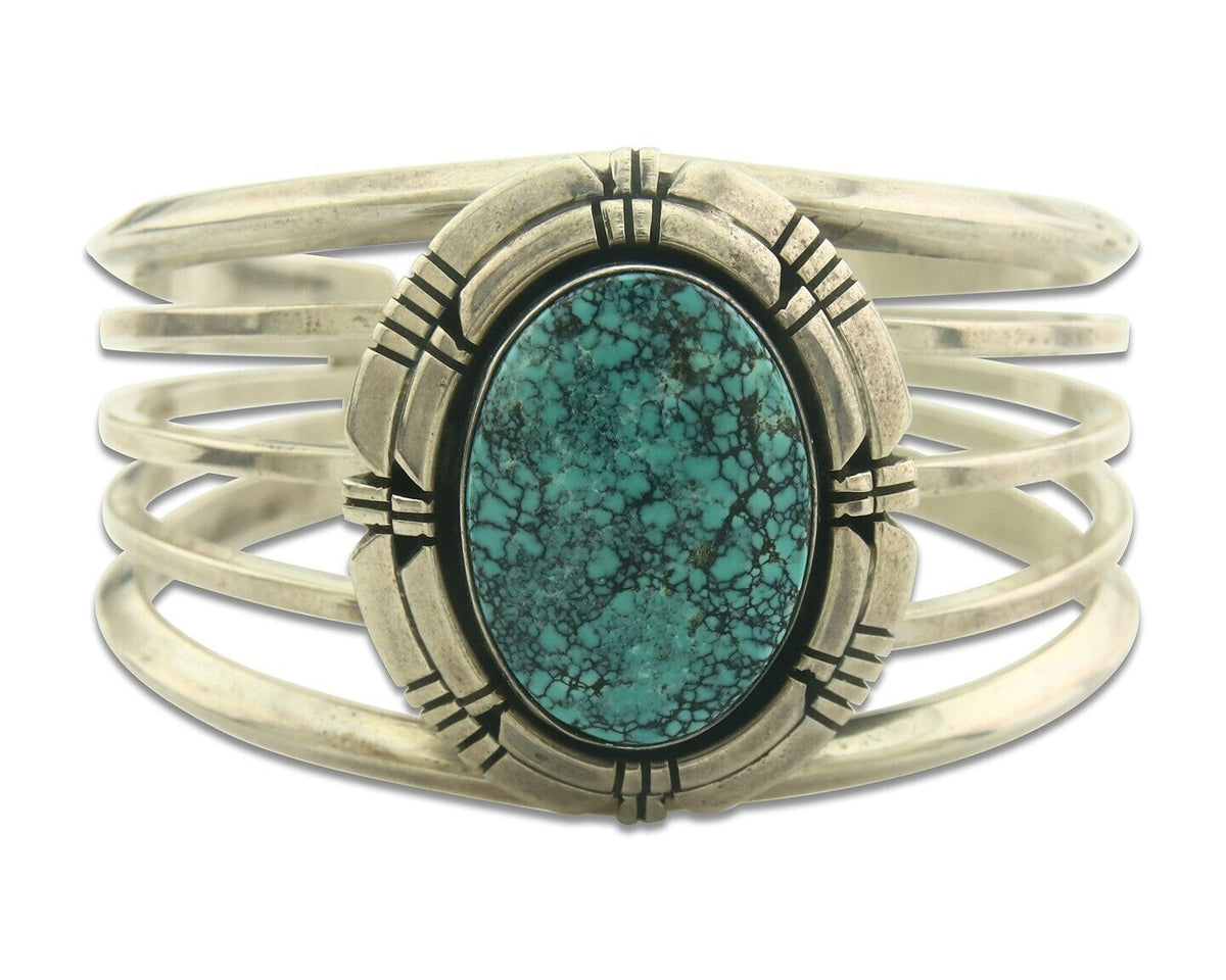 Navajo Bracelet 925 Silver Turquoise Cuff Artist Signed Miamama C.80's
