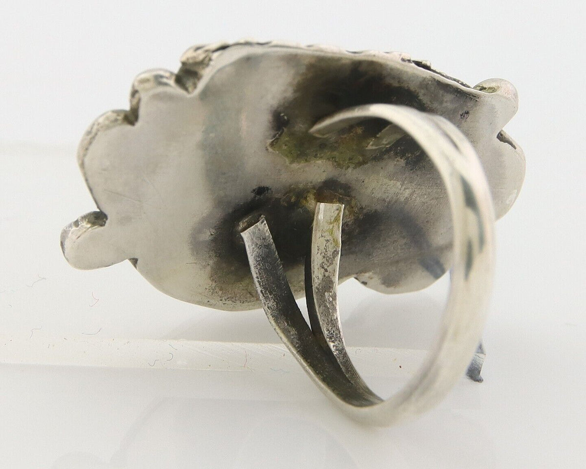 Navajo Ring 925 Sterling Natural Blue Turquoise Native Artist C.80's Size 4.5
