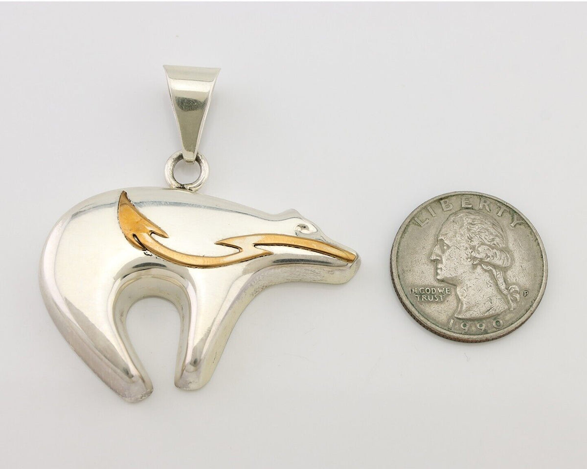 Navajo Spirit Bear Pendant 925 Sterling Silver Native Artist C.80's