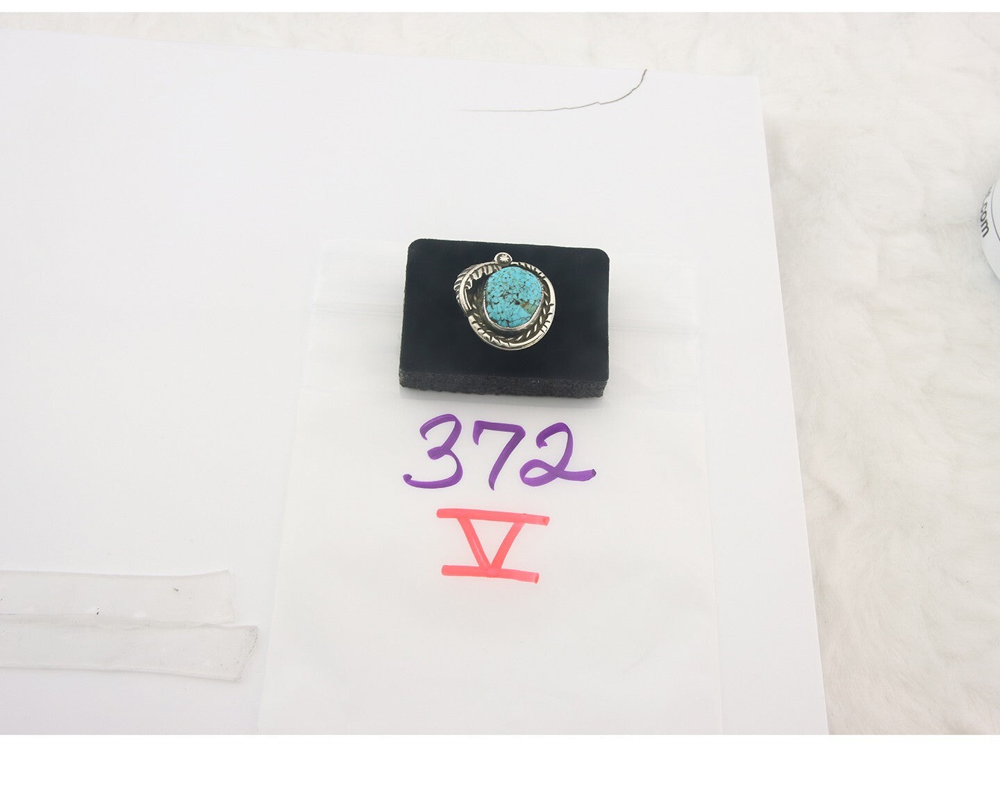 Vintage Navajo Ring 925 Sterling Authentic Turquoise Signed AO Size 7.0