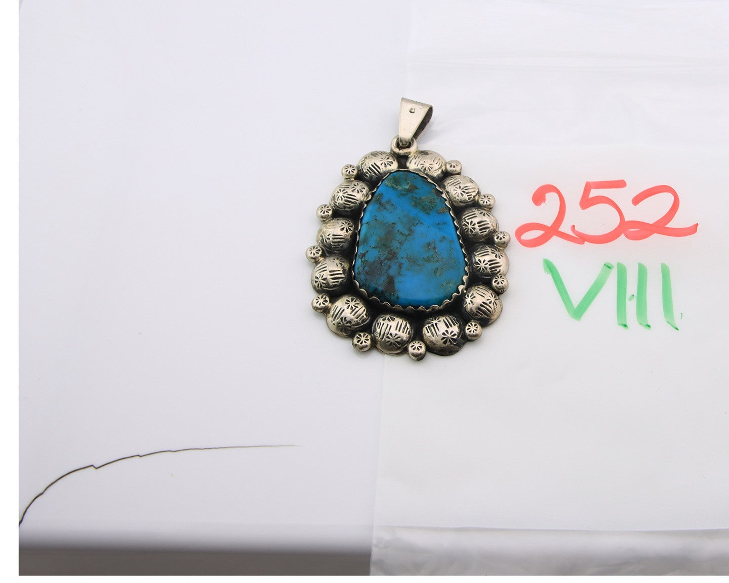 Large Navajo Pendant Sterling Silver Authentic Turquoise Vintage Artist Signed