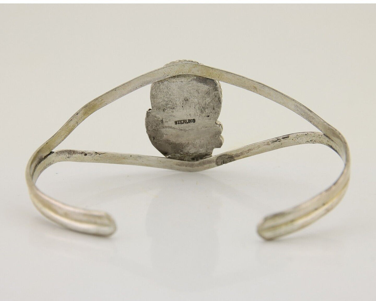 Navajo Hand Stamped Cuff Bracelet Turquoise 925 Silver Native American Artist
