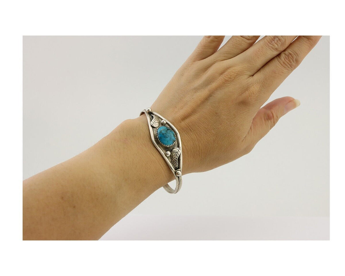 Navajo Handmade Bracelet 925 Silver Arizona Turquoise Native American C.80's