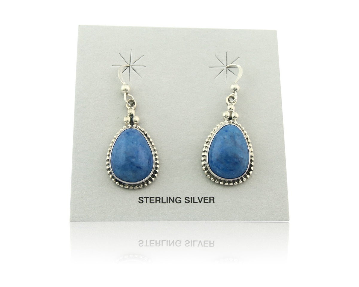 Navajo Dangle Earrings Sterling Silver Lapis Vintage Authentic Signed M