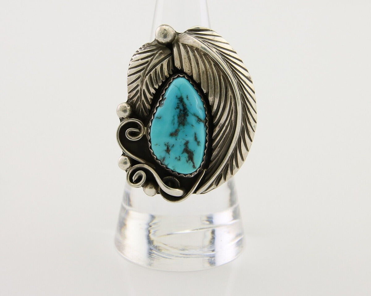 Navajo Ring 925 Silver Blue Turquoise Signed Phillip Morse Jr C.80's