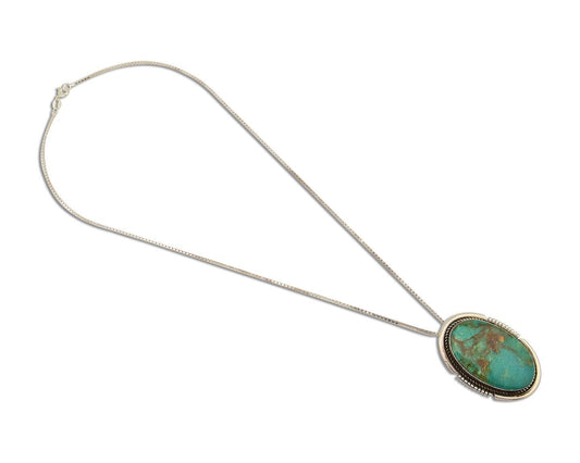 Navajo Necklace 925 Silver Blue Turquoise Artist Signed Doug Zachary C.80's