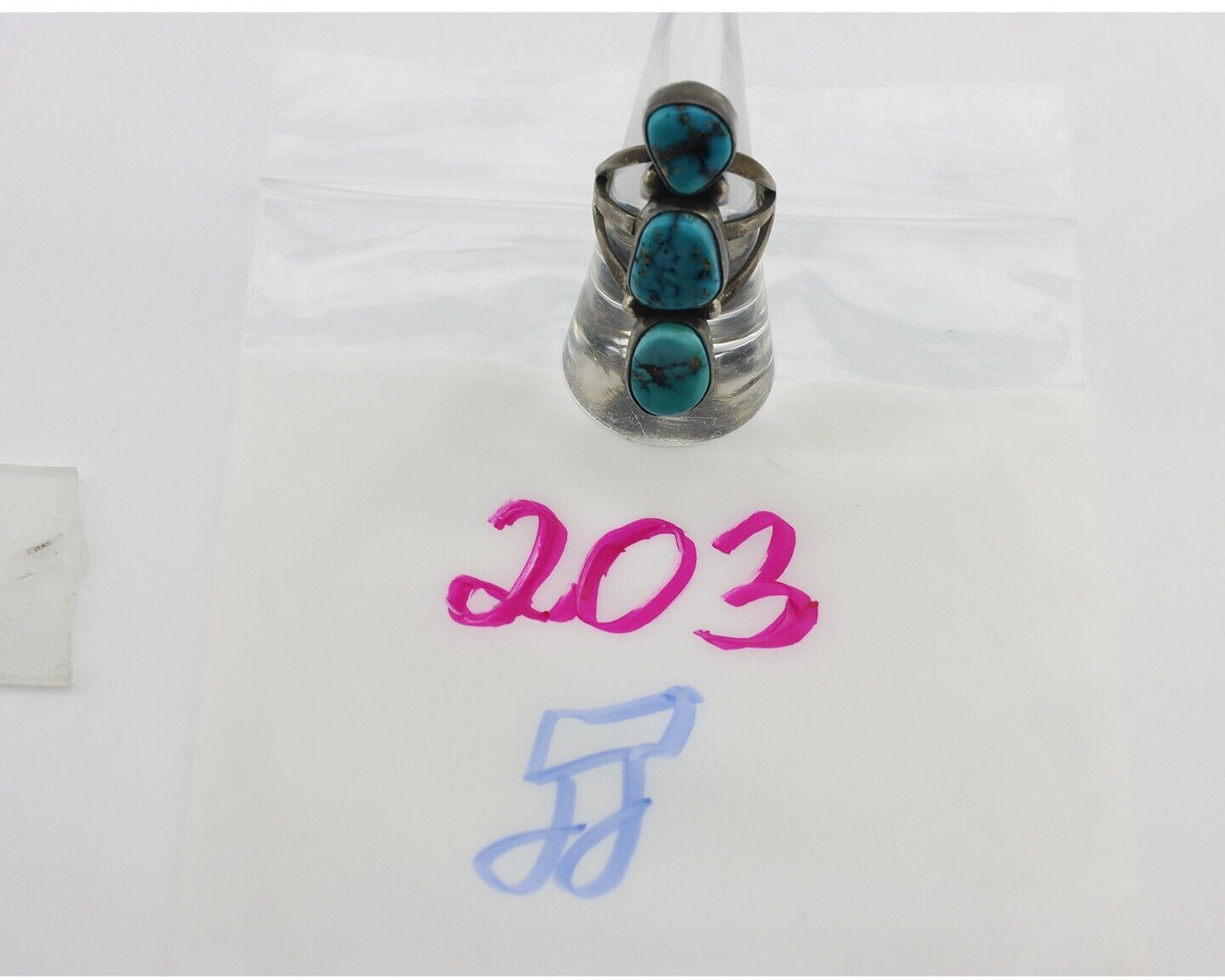 Navajo Ring 925 Silver Natural Blue Turquoise Native American Artist C.80's