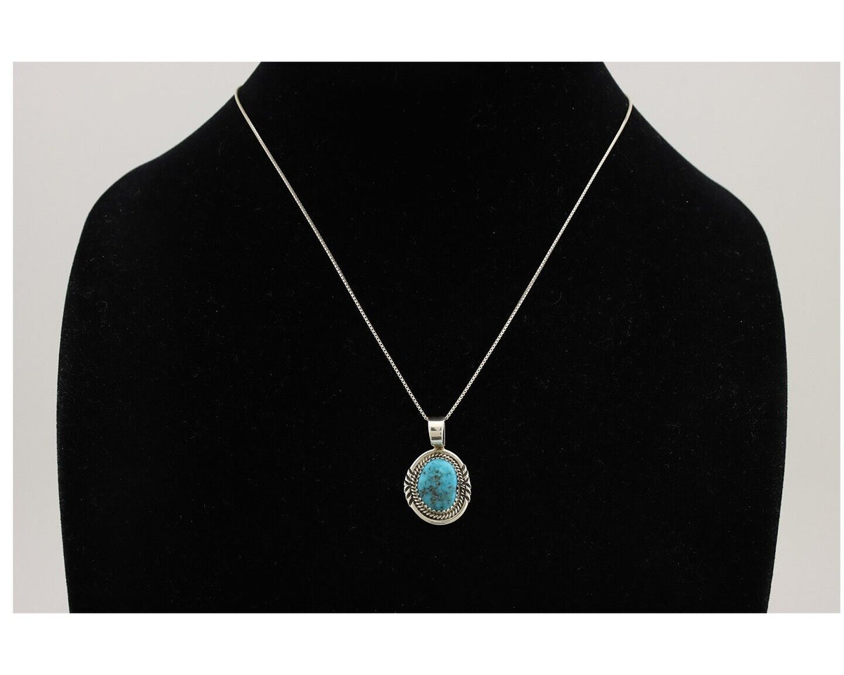 Navajo Necklace 925 Silver Blue Turquoise Artist Signed Anna Begay C.80s