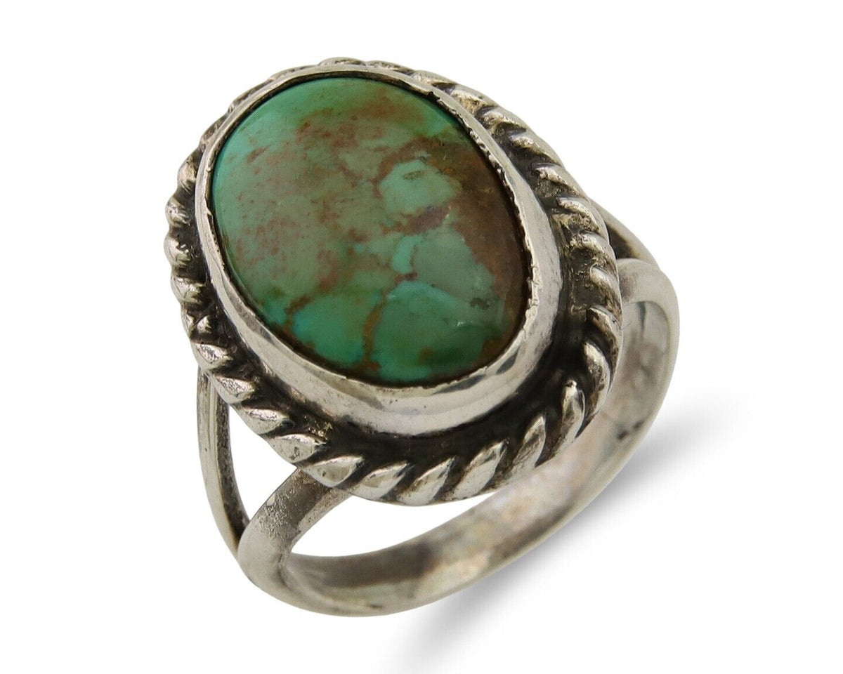 Navajo Ring 925 Sterling Silver Natural Turquoise Native American Artist C.80's