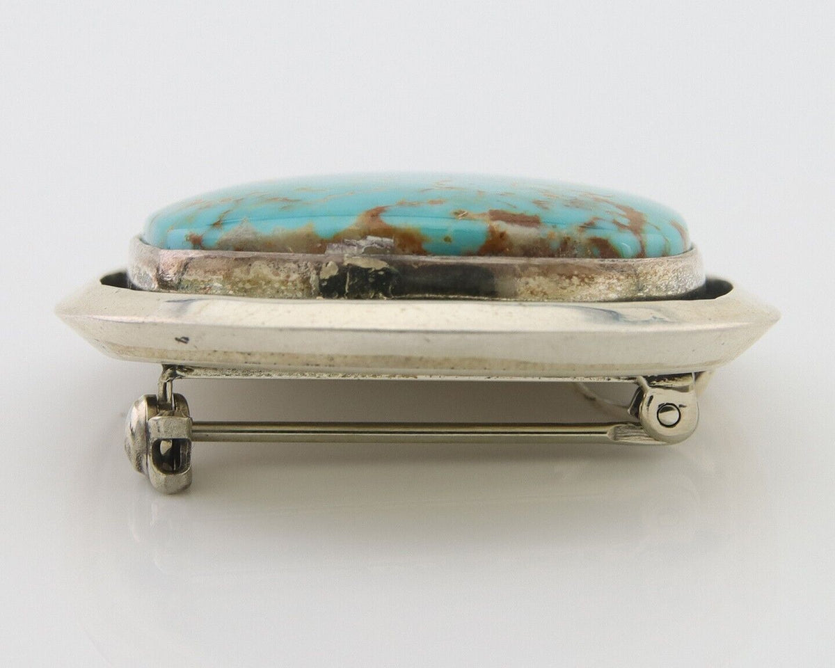 Navajo Pin Pendant 925 Silver Globe Turquoise Artist Signed Doug Zachary C.80's