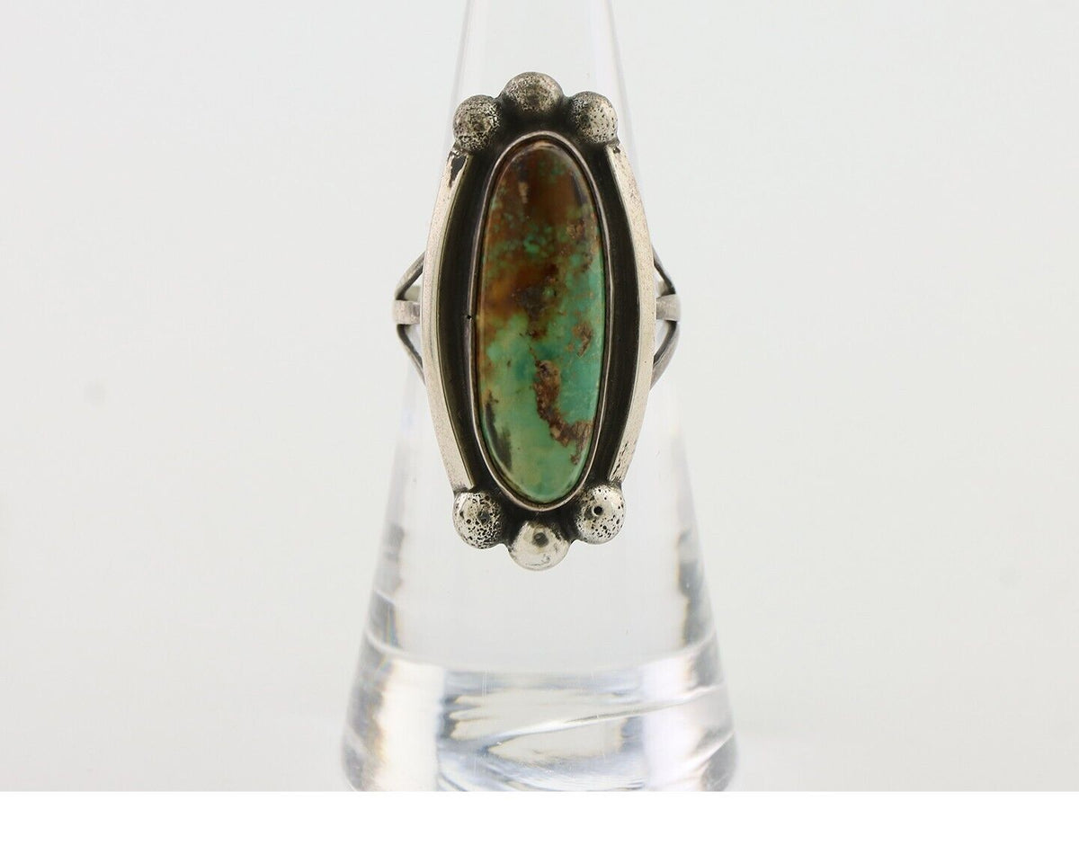 Navajo Turquoise Ring 925 Silver Native Artist Signed Sunrise Size 6.0 C.80's