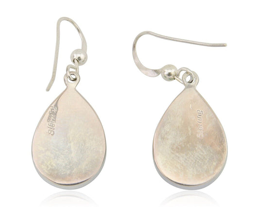 Navajo Dangle Earrings 925 Silver Natural Gaspeite Native Artist C.80's