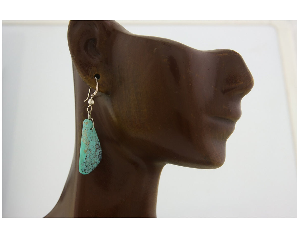 Santo Domingo Earrings 925 Silver Natural Turquoise Native American Artist C80s