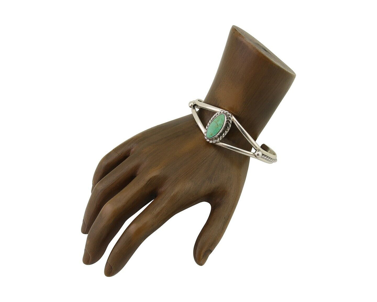 Navajo Bracelet 925 Silver Blue Turquoise Artist Signed Gecko C.80's