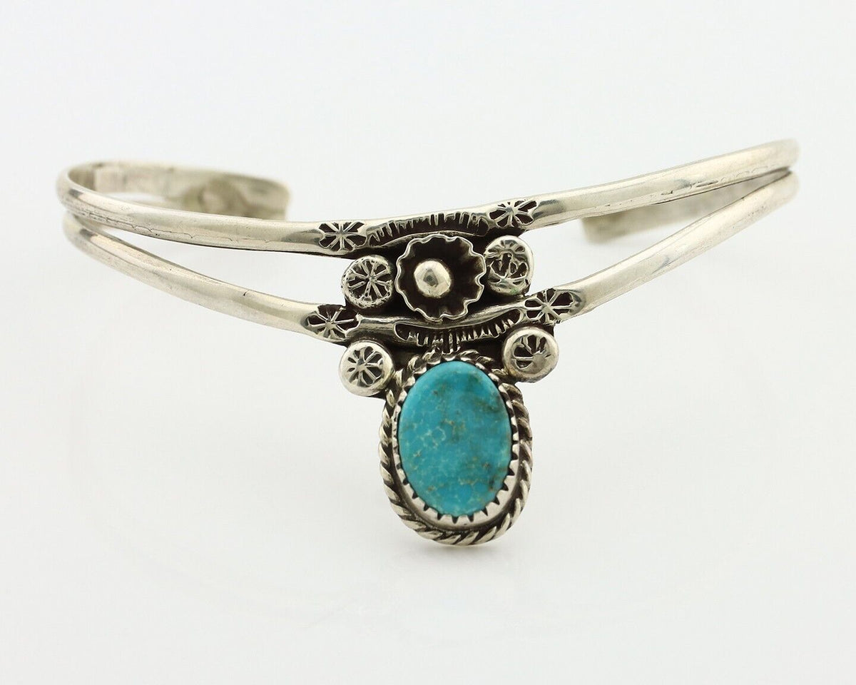 Navajo Bracelet 925 Silver Kingman Turquoise Artist Native American C.80's