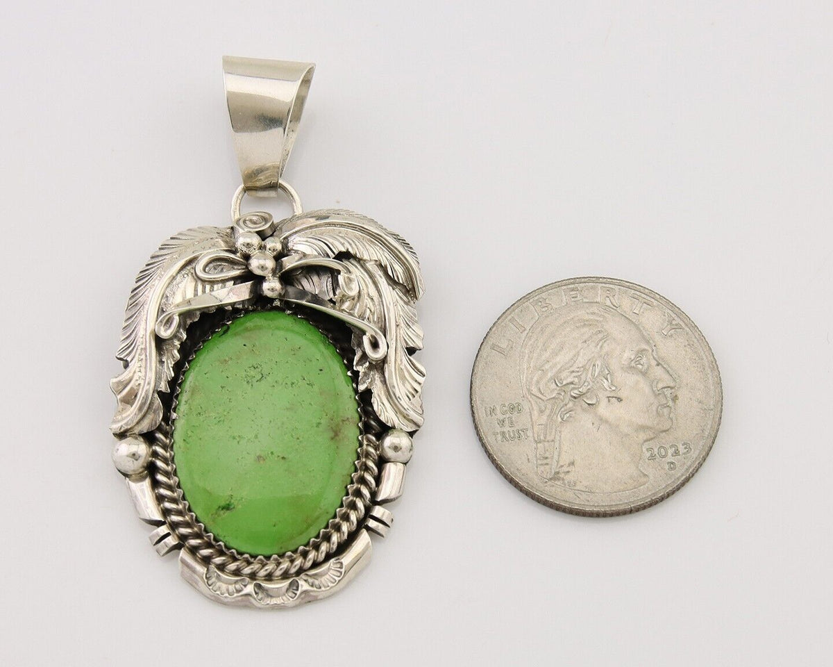 Navajo Pendant 925 Silver Natural Mojave Turquoise Signed E Kee C.80's