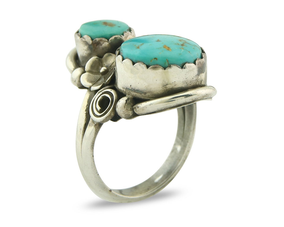 Traditional Navajo Ring 925 Sterling Silver Authentic Turquoise Signed JB Sz 6.0