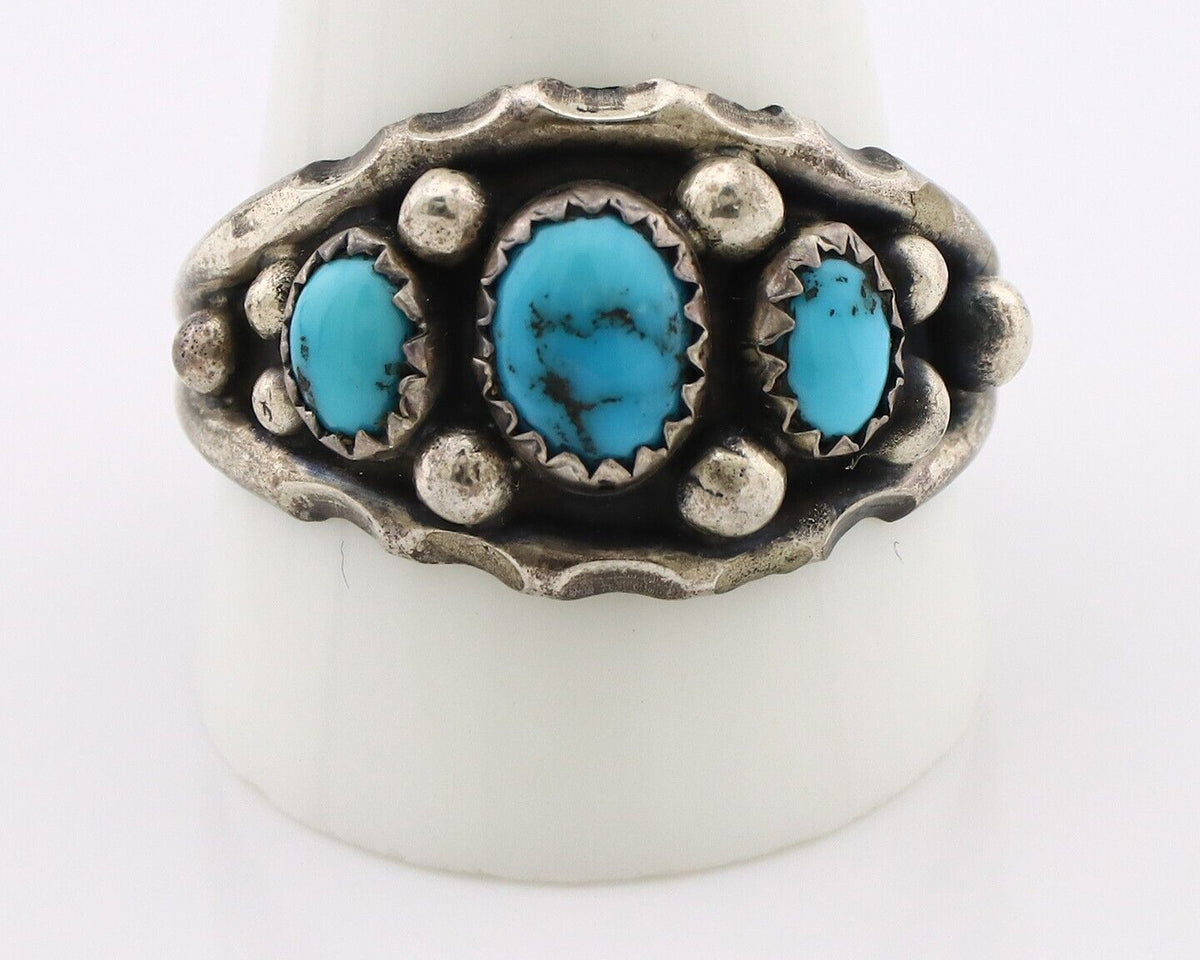 Navajo Ring 925 Silver Turquoise Artist Signed E SkyStone Creations C.80's