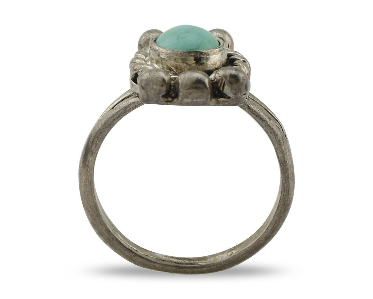 Navajo Ring 925 Silver Natural Blue Turquoise Native American Artist C.1980's
