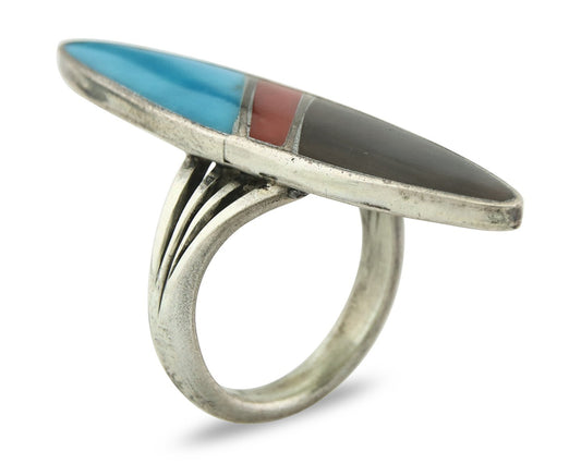 Vintage Navajo Ring 925 Sterling Silver Turquoise Handmade Size 7.5
