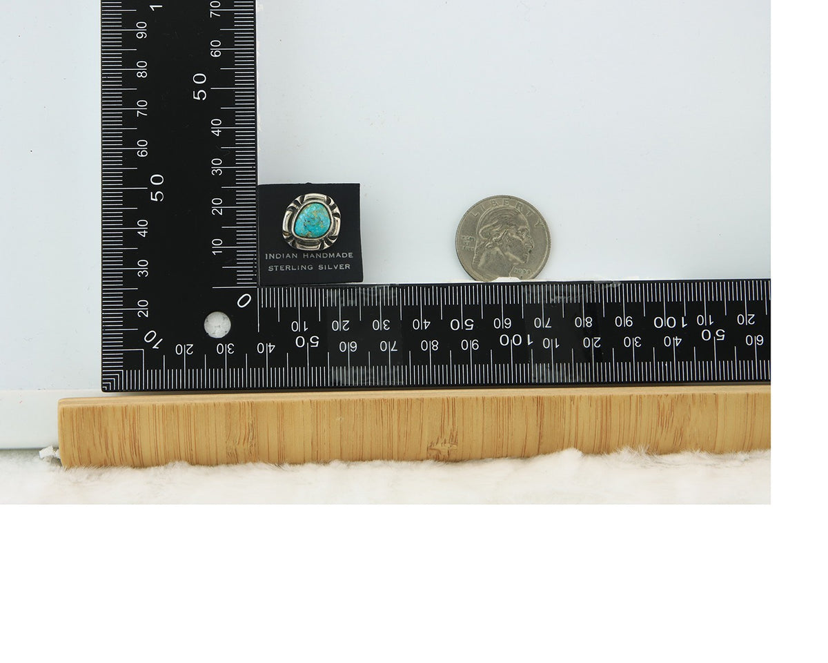 Navajo Tie Tack 925 Silver Natural Turquoise Native Artist Vintage