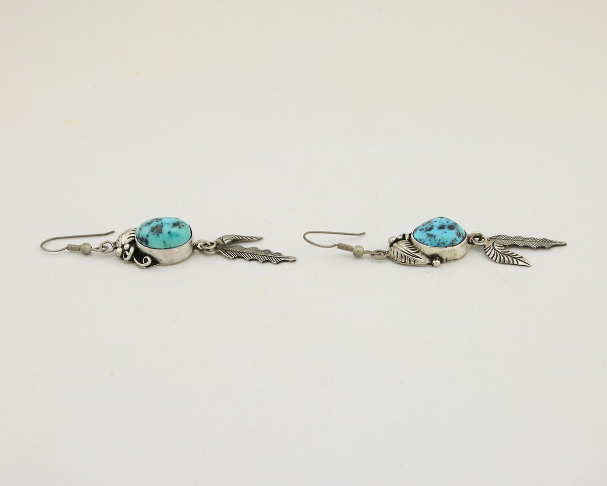 Navajo Dangle Earrings 925 Silver Blue Turquoise Native American Artist C.80's