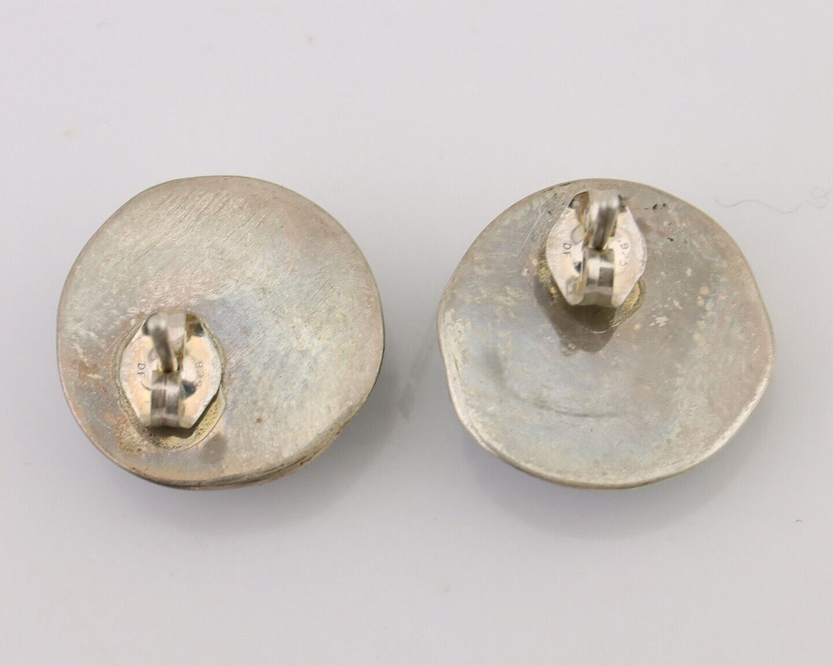 Navajo Earrings 925 Silver Natural Blue Turquoise Native American Artist C.80s