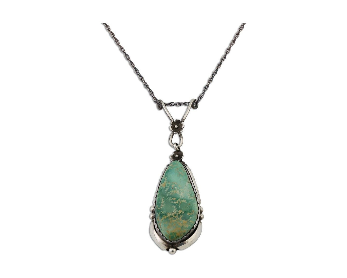 Navajo Pendant 925 Silver Royston Turquoise Signed Jennifer Begay C.90s
