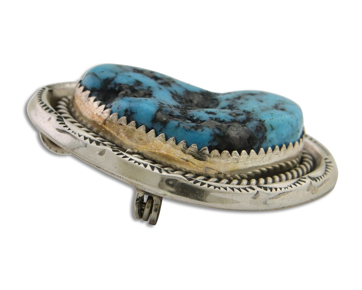 Navajo Pin Pendant 925 Silver Sea Foam Turquoise Artist Signed Hyson Craig C.80s