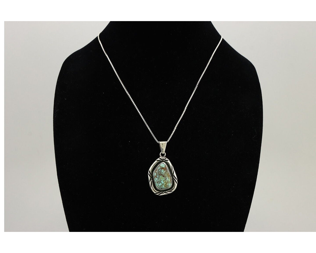 Navajo Necklace 925 Silver Spiderweb Turquoise Signed C Montoya C.80's