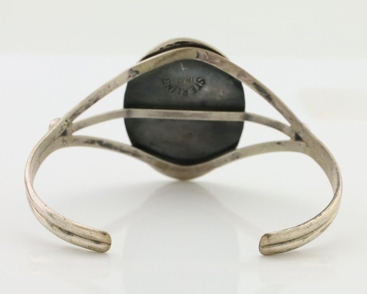 Navajo Bracelet 925 Silver Sleeping Beauty Turquoise Signed IHMJ C.80's