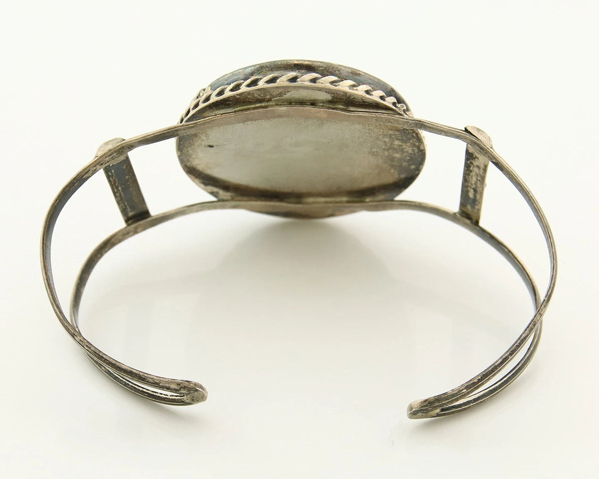 Navajo Cuff Bracelet Sterling Silver MOP Vintage Native Artist Handmade