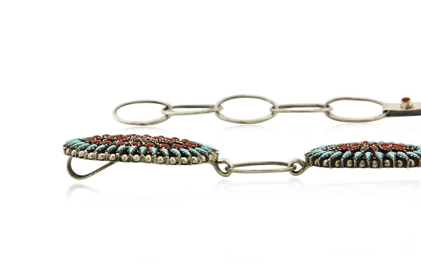 Museum Quality Navajo Benson Yazzie Turquoise Coral .925 Silver Concho Belt