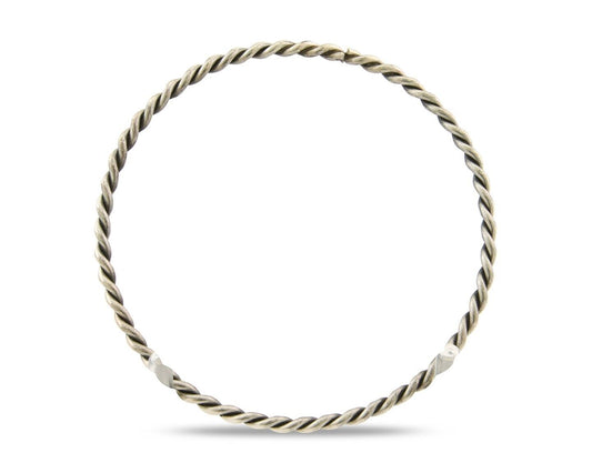 Navajo Bangle Bracelet 925 Silver Hand Stamped Twist Native American Artist C80s