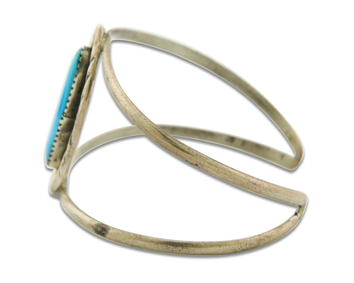 Vintage Navajo Bracelet 925 Silver Turquoise Handmade Authentic Signed HMSS W